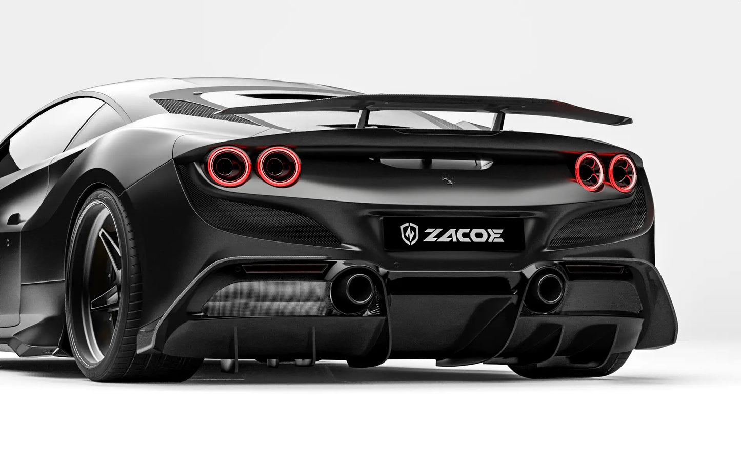 ZACOE Ferrari F8 Tributo carbon fiber rear diffuser detail