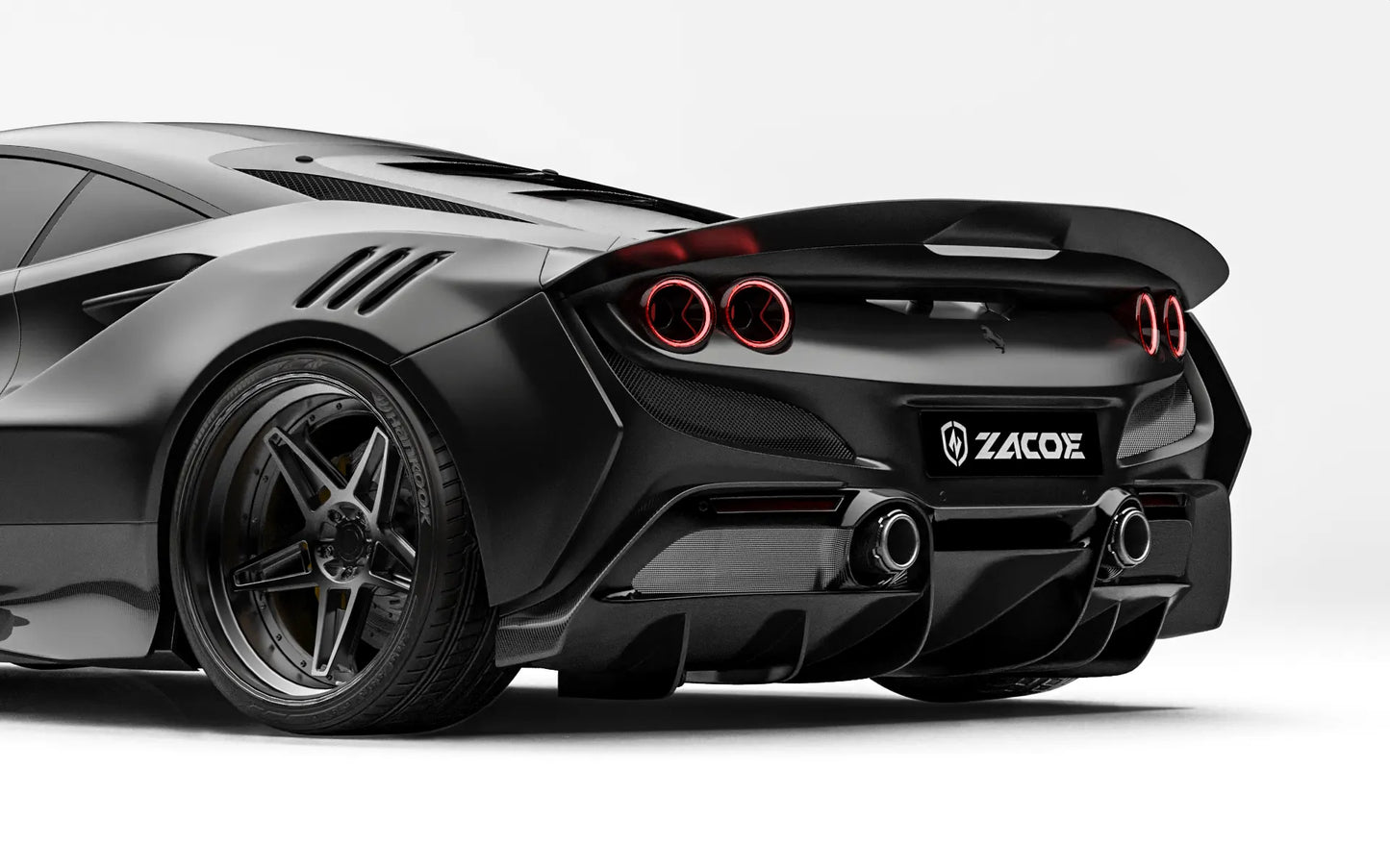 ZACOE Ferrari F8 Tributo carbon fiber front splitter detail