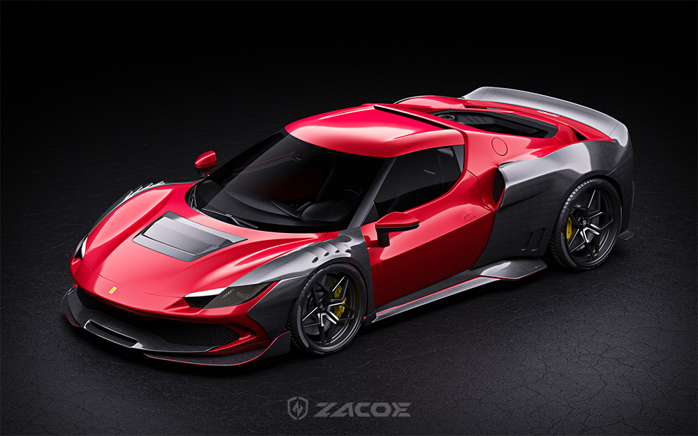ZACOE carbon fiber widebody kit for Ferrari 296 GTB.