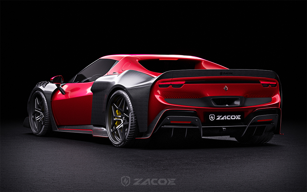 ZACOE carbon fiber widebody kit for Ferrari 296 GTB.
