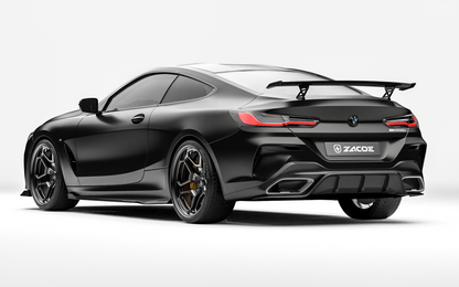 ZACOE BMW 8 Series carbon fiber body kit rear three quarter view