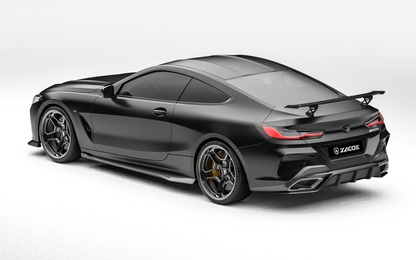 ZACOE BMW 8 Series carbon fiber body kit rear three quarter view