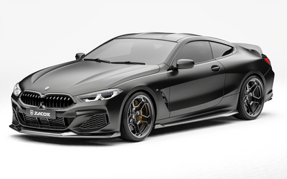 ZACOE BMW 8 Series carbon fiber body kit front three quarter view