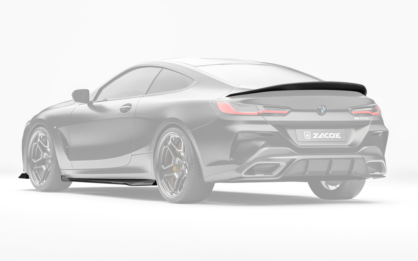 ZACOE BMW 8 Series carbon fiber body kit rear three quarter view