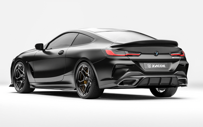 ZACOE BMW 8 Series carbon fiber body kit rear three quarter view