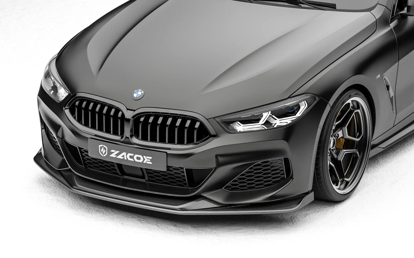ZACOE BMW 8 Series carbon fiber front splitter detail