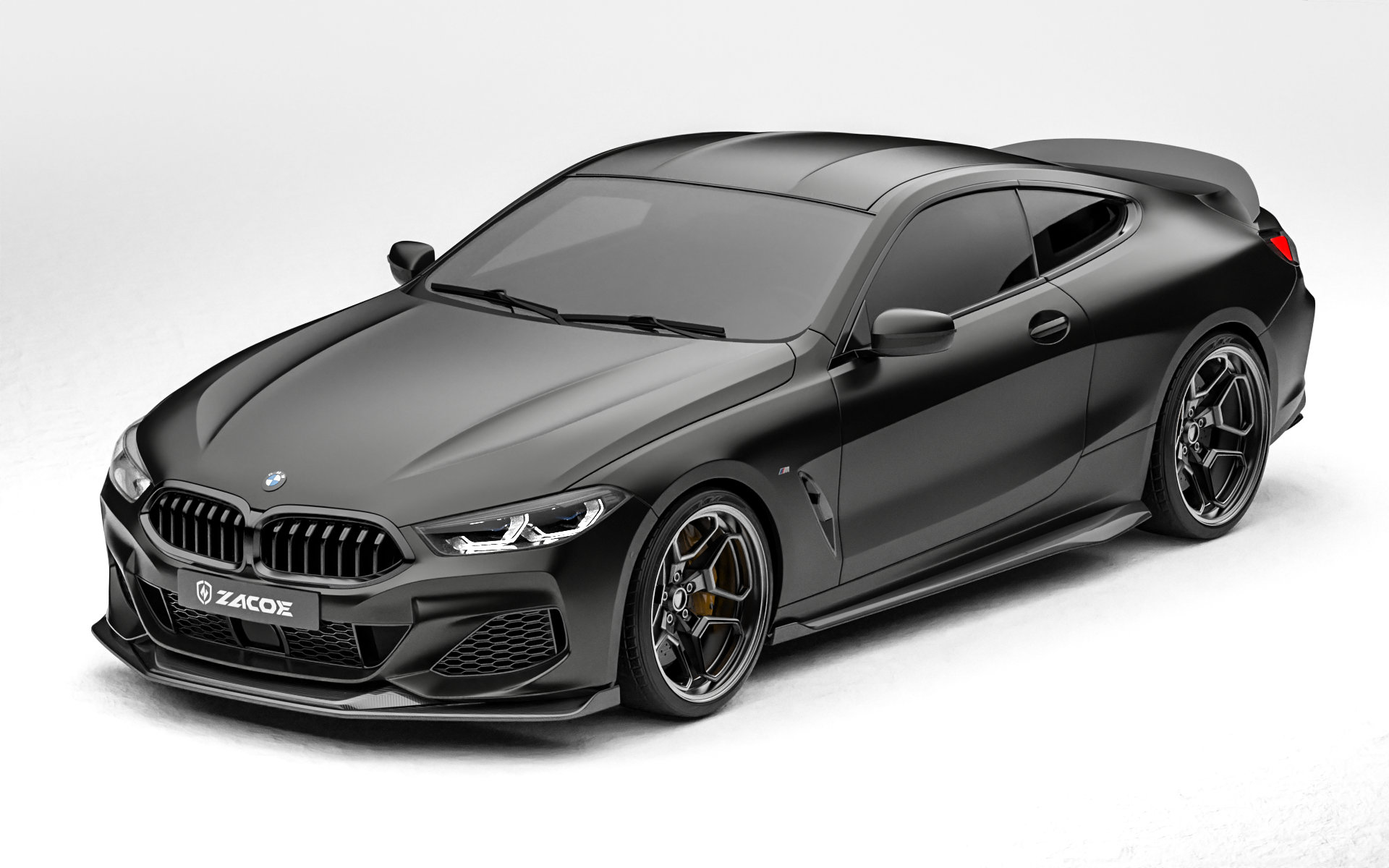ZACOE BMW 8 Series carbon fiber body kit front three quarter view