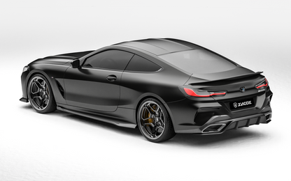 ZACOE BMW 8 Series carbon fiber body kit rear three quarter view