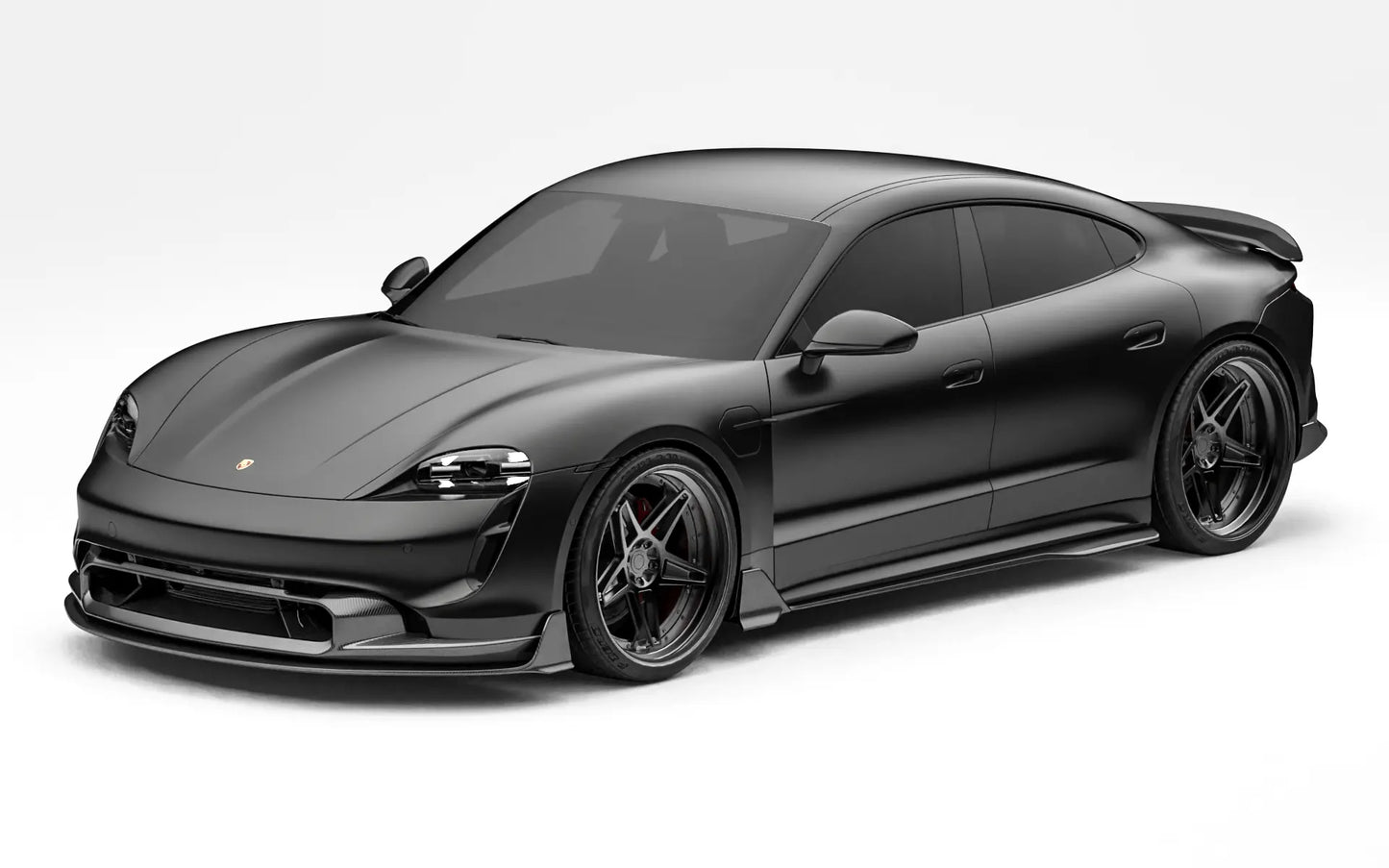 ZACOE Porsche Taycan carbon fiber body kit front three quarter view