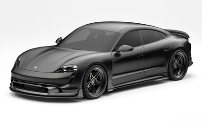ZACOE Porsche Taycan carbon fiber body kit front three quarter view