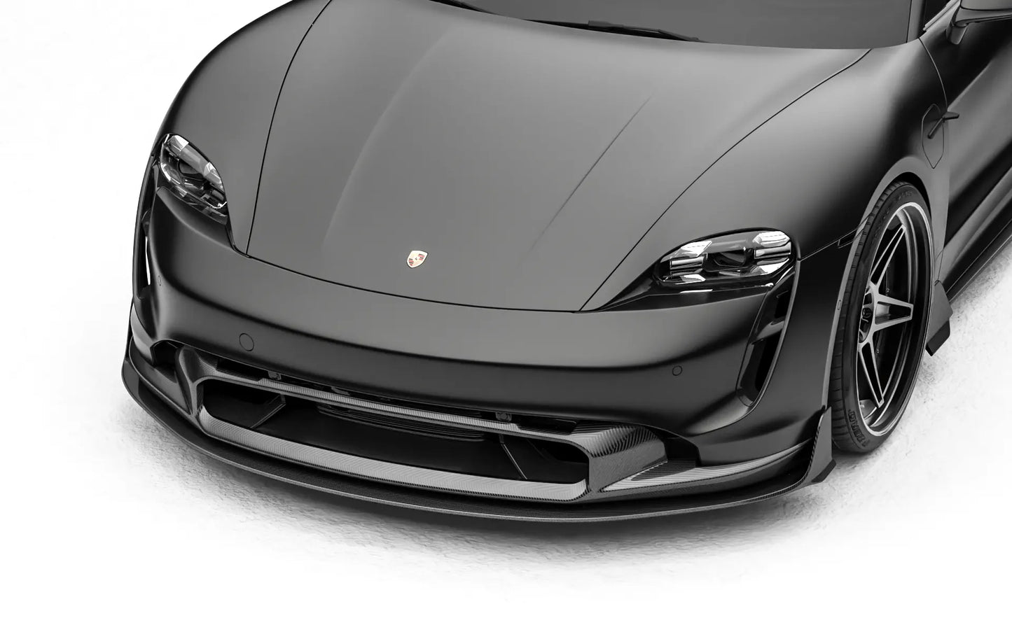 ZACOE Porsche Taycan carbon fiber front splitter detail