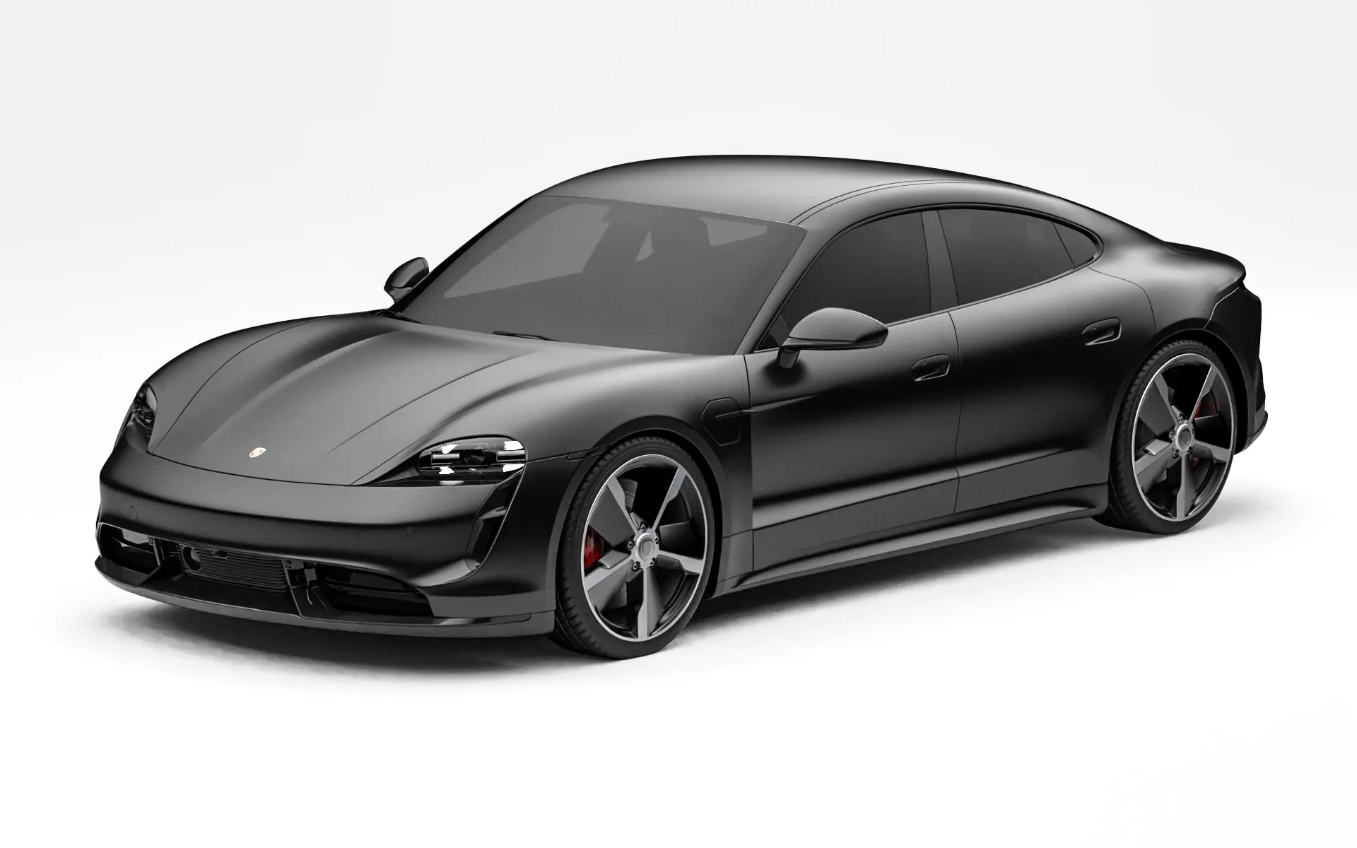 Porsche Taycan before carbon fiber body kit front three quarter view