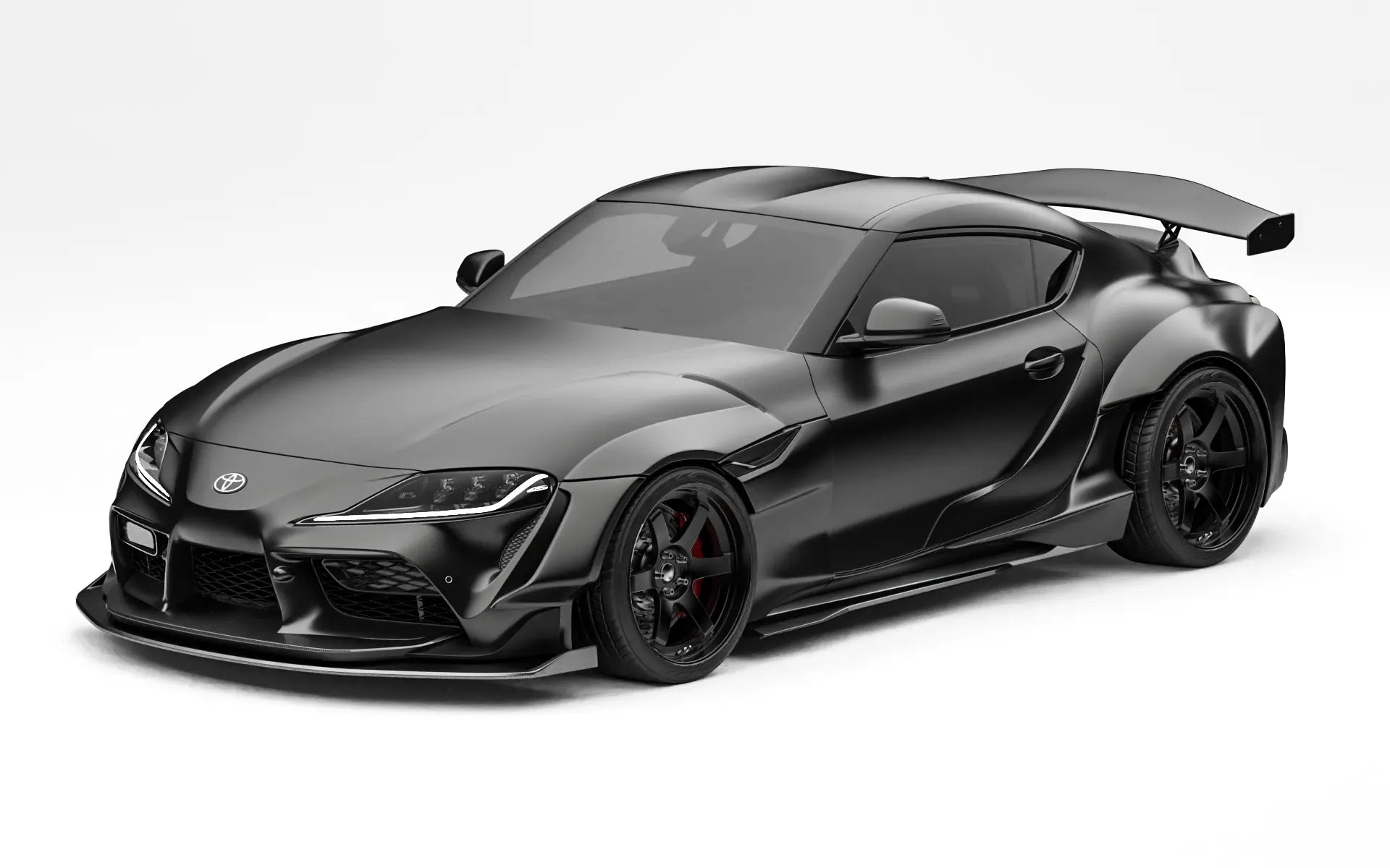 ZACOE Toyota GR Supra widebody carbon aero kit after front three quarter view