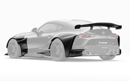 ZACOE Toyota GR Supra widebody carbon aero kit rear three quarter view