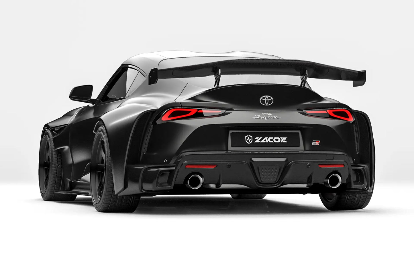 ZACOE Toyota GR Supra widebody carbon aero kit rear three quarter view