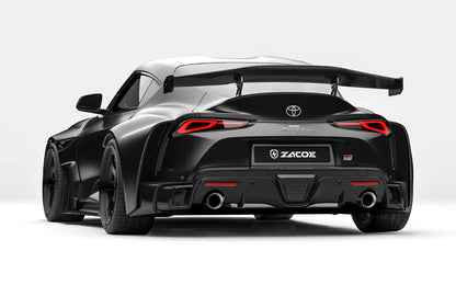 ZACOE Toyota GR Supra widebody carbon aero kit rear three quarter view