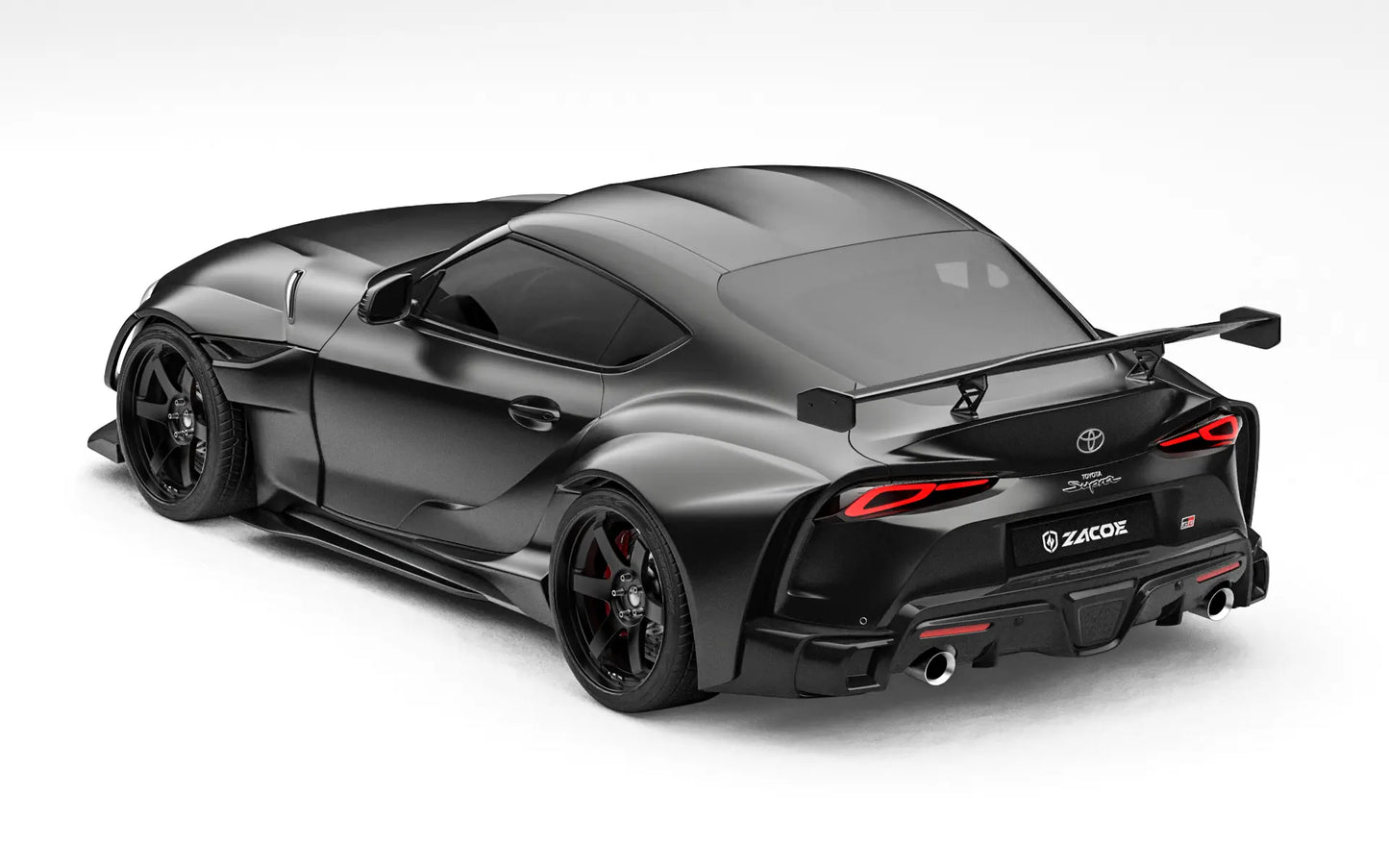 ZACOE Toyota GR Supra widebody carbon aero kit rear three quarter view