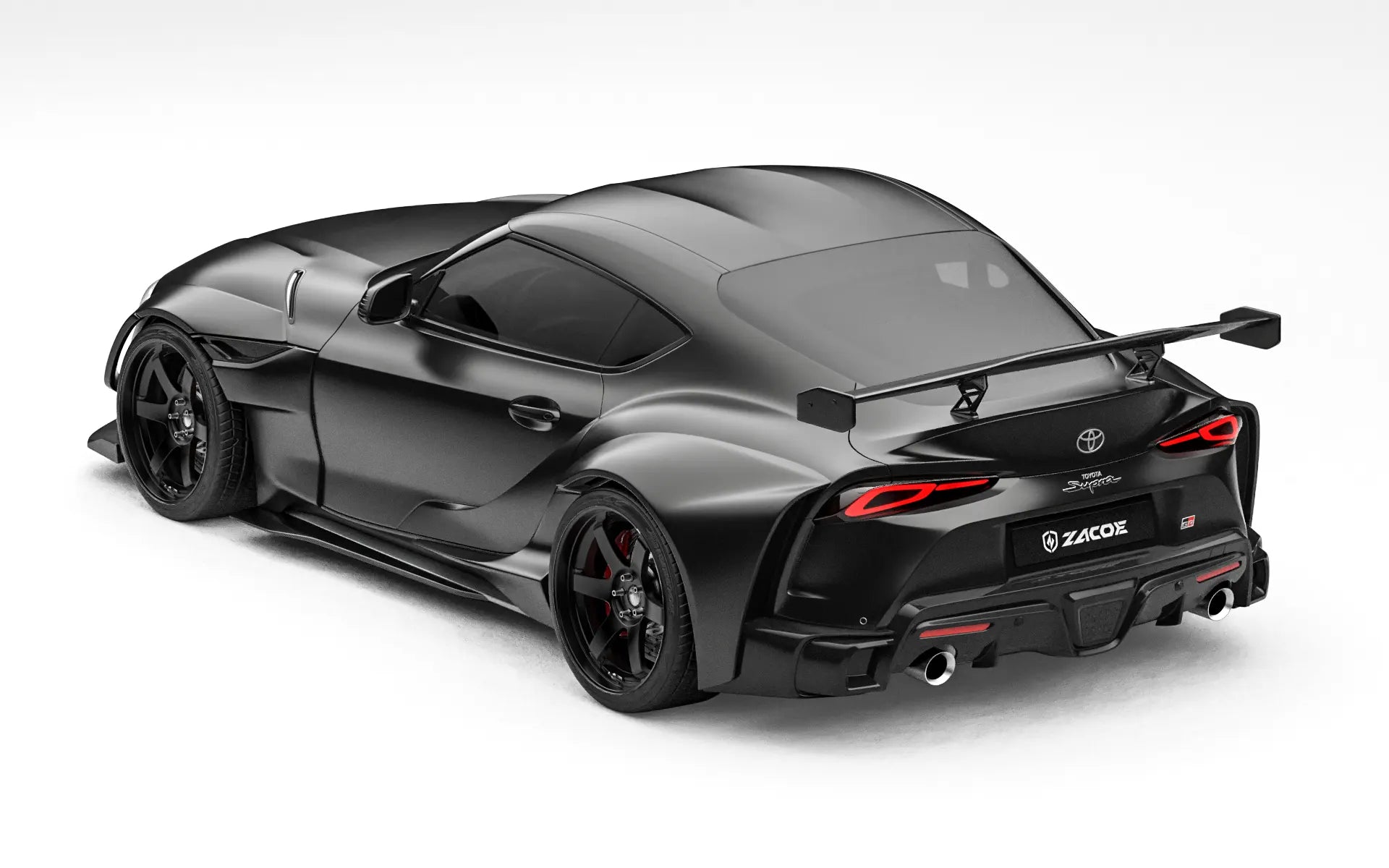 ZACOE Toyota GR Supra widebody carbon aero kit rear three quarter view