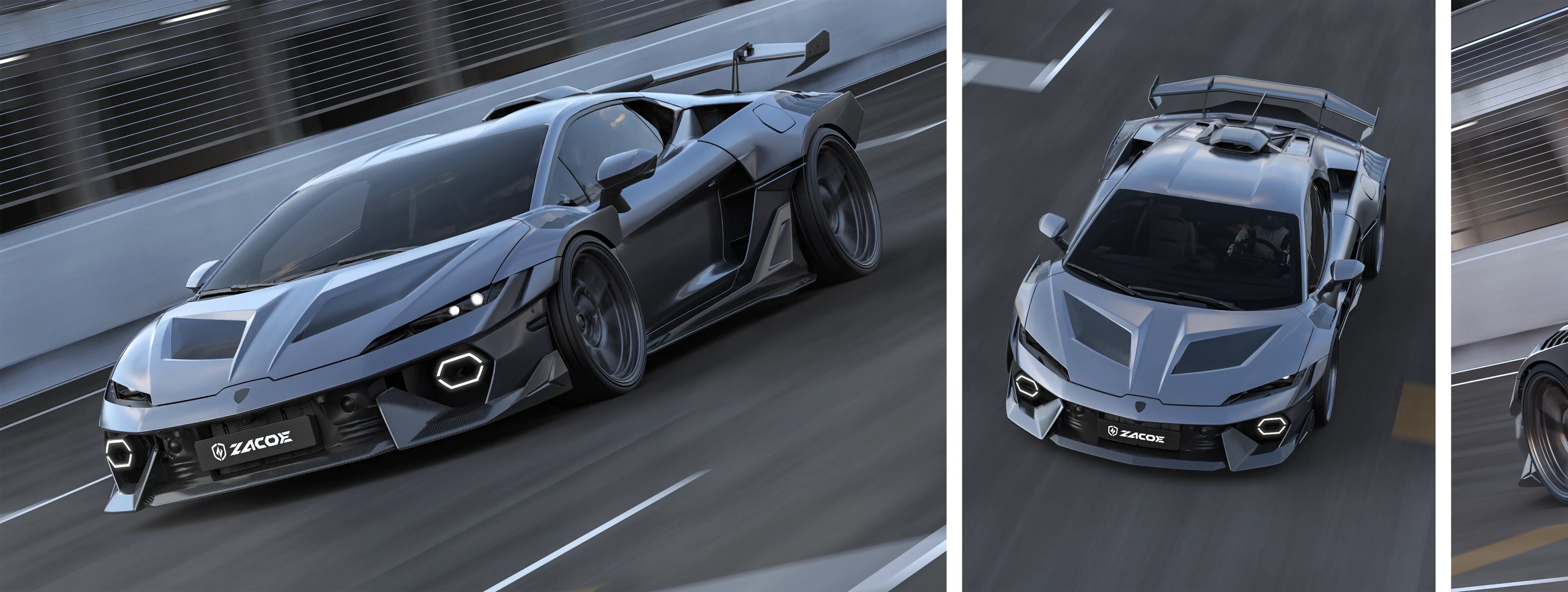 ZACOE Lamborghini Temerario widebody carbon fiber kit on road scene1