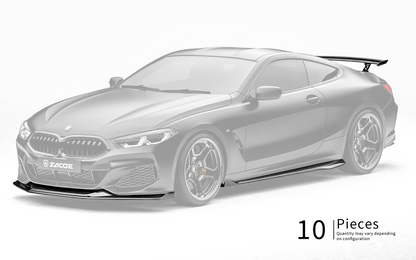 ZACOE BMW 8 Series carbon fiber body kit front three quarter view