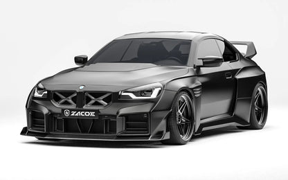 ZACOE BMW G87 M2 widebody carbon aero kit front three quarter view
