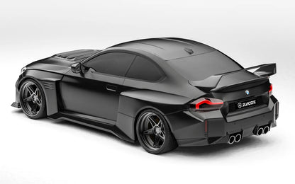 ZACOE BMW G87 M2 widebody carbon aero kit rear three quarter view