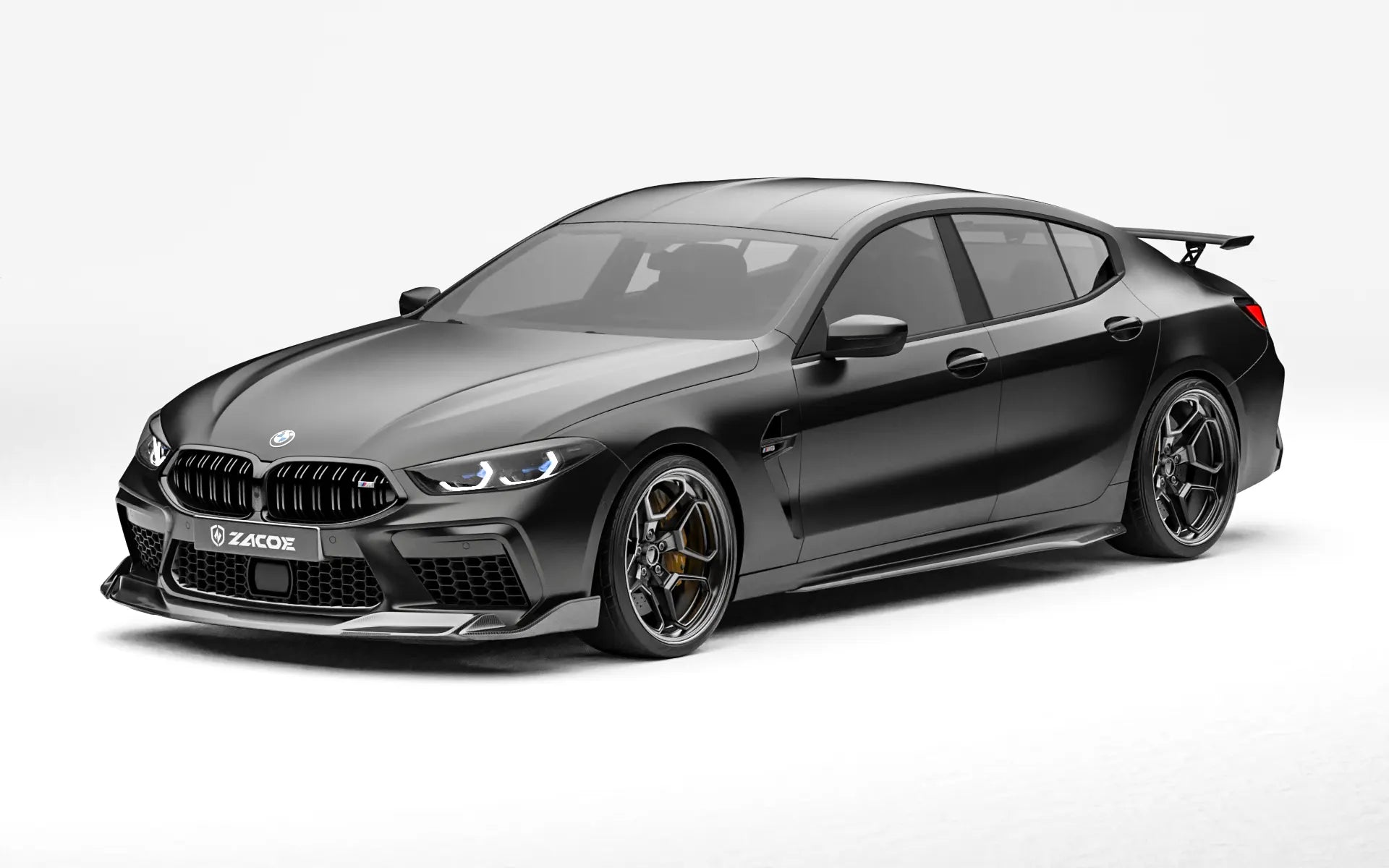 ZACOE BMW F92 M8 carbon fiber body kit after front three quarter view