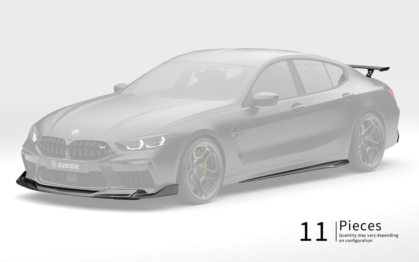 ZACOE BMW F92 M8 carbon fiber body kit front three quarter view