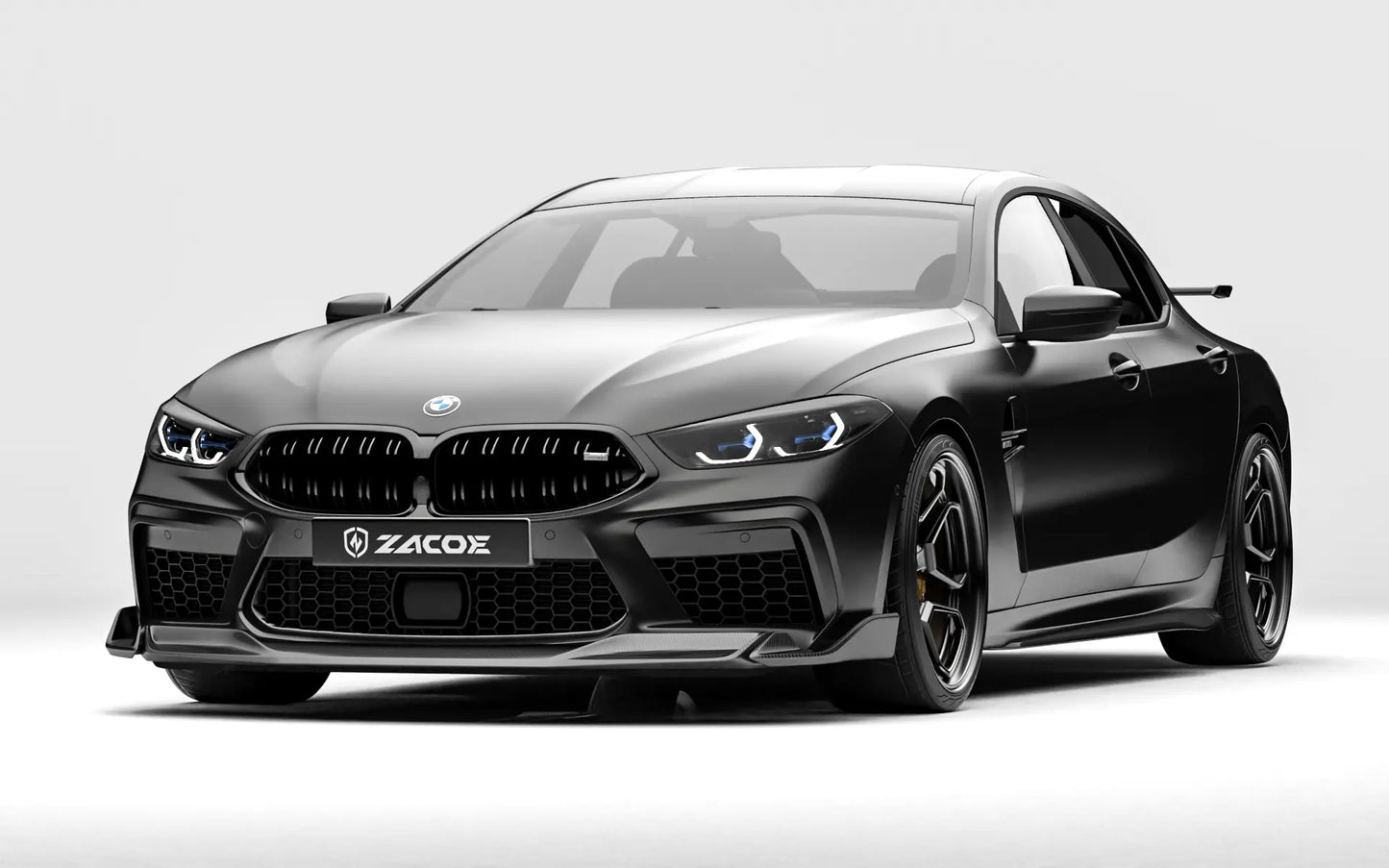 ZACOE BMW F92 M8 carbon fiber body kit front three quarter view