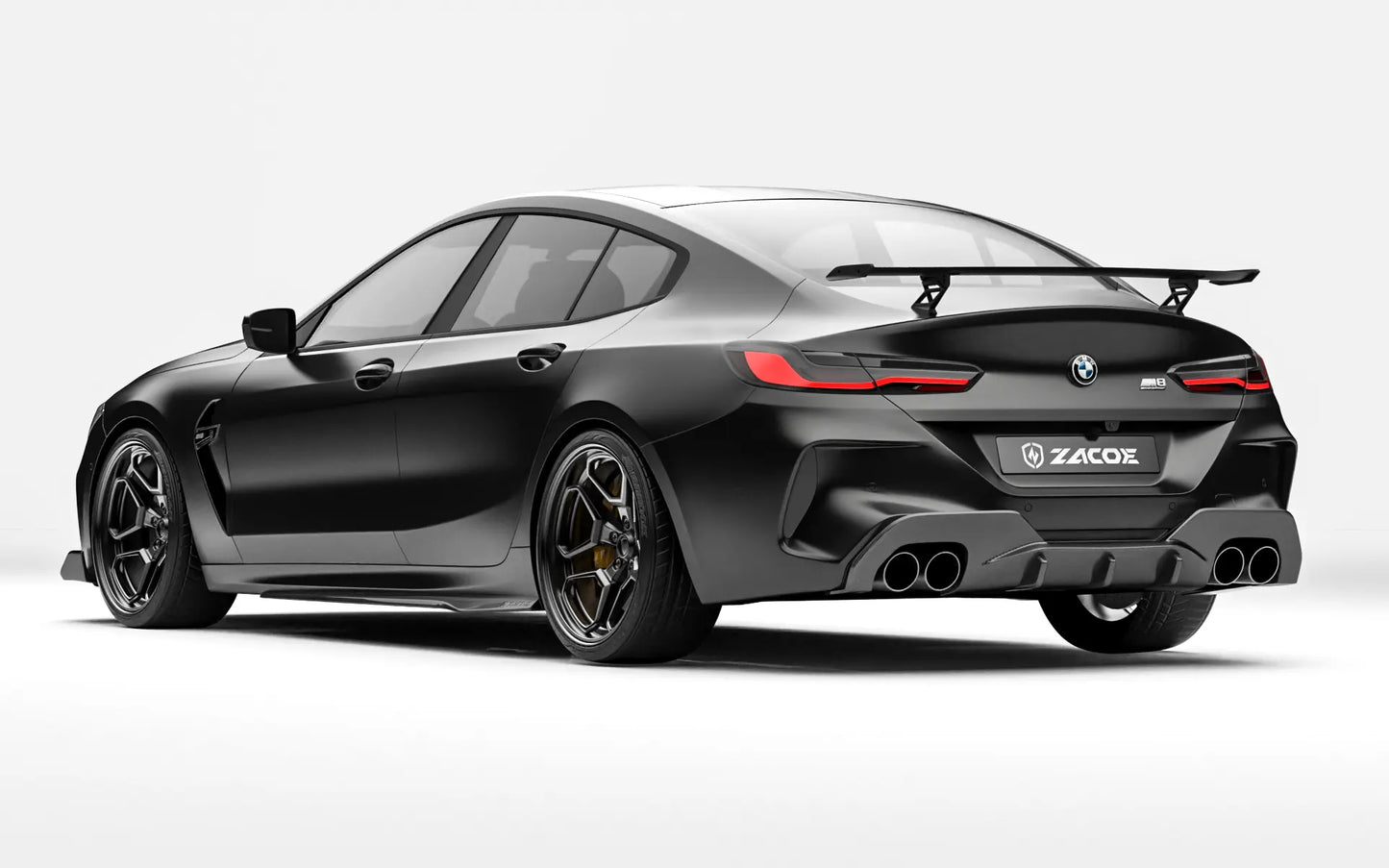 ZACOE BMW F92 M8 carbon fiber body kit rear three quarter view