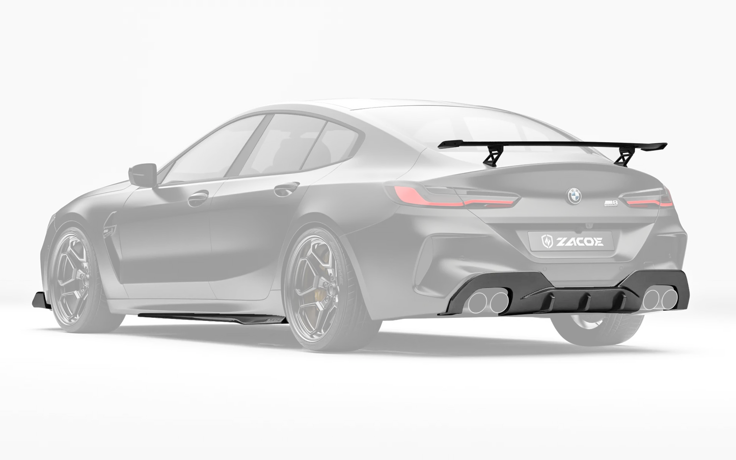 ZACOE BMW F92 M8 carbon fiber body kit rear three quarter view