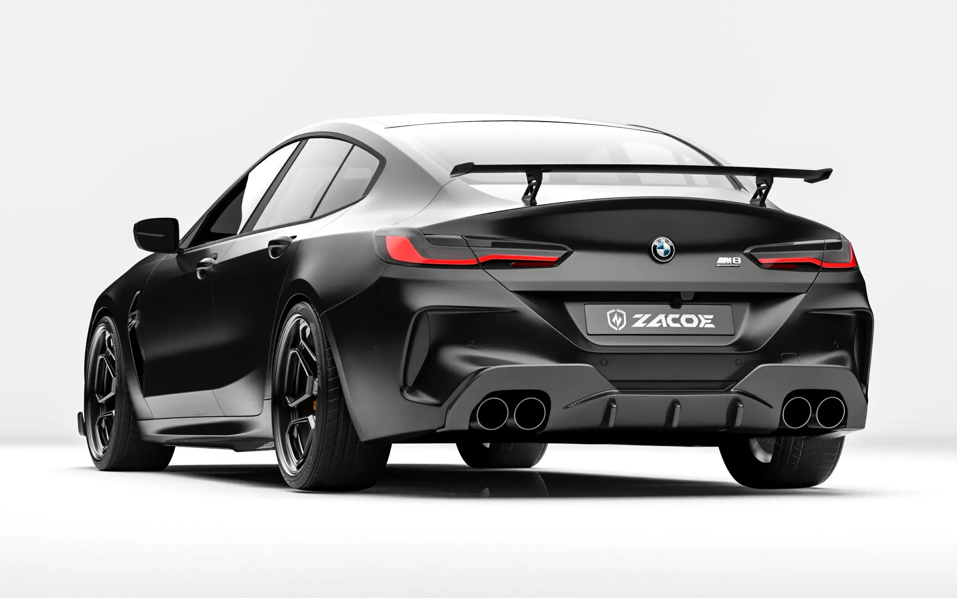 ZACOE BMW F92 M8 carbon fiber body kit rear three quarter view