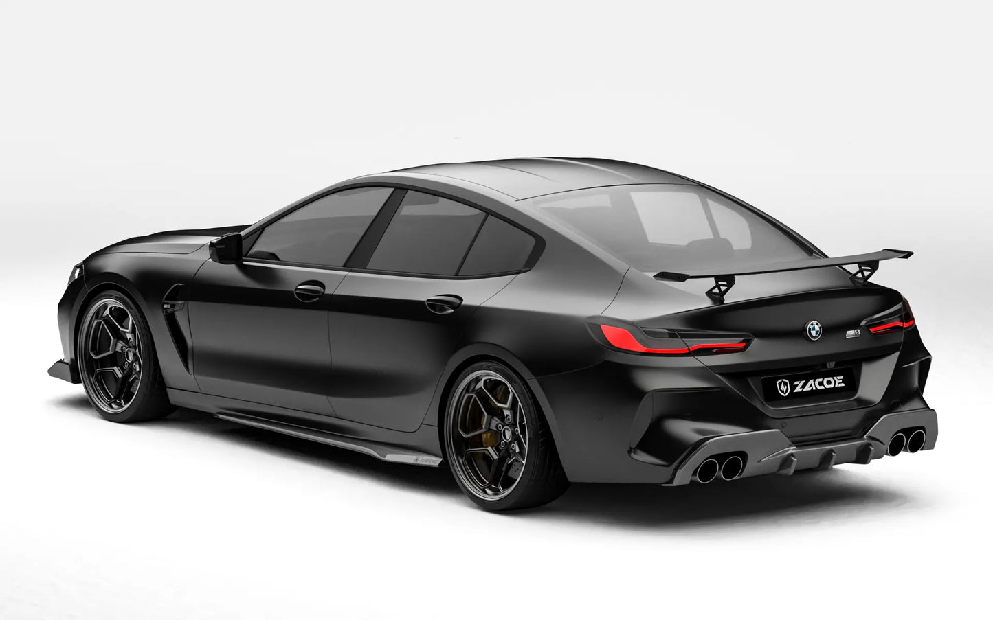 ZACOE BMW F92 M8 carbon fiber body kit rear three quarter view