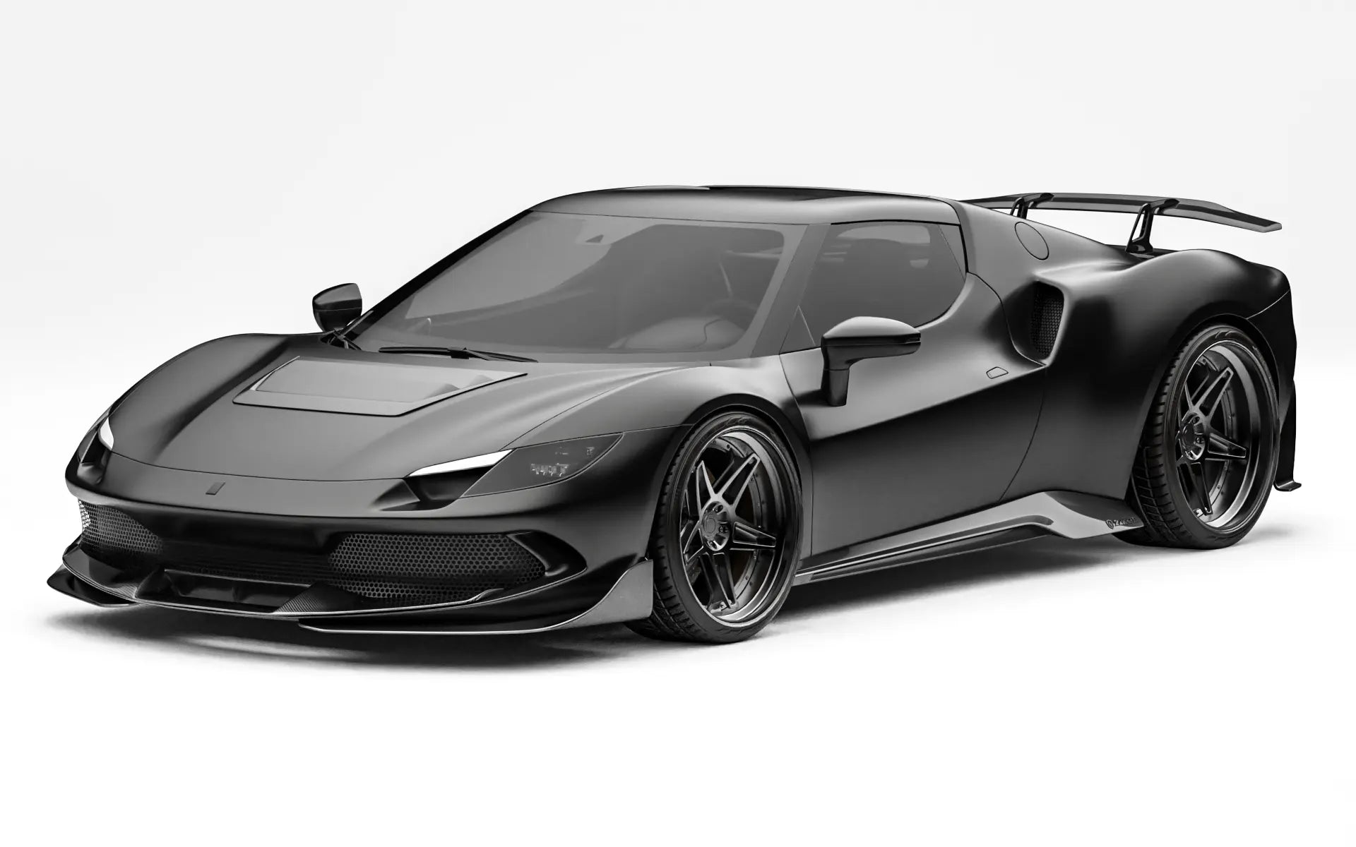 ZACOE Ferrari 296 GTB carbon fiber body kit front three quarter view