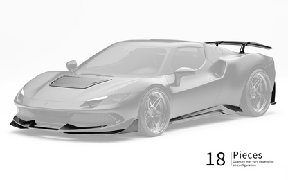 ZACOE Ferrari 296 GTB carbon fiber body kit front three quarter view