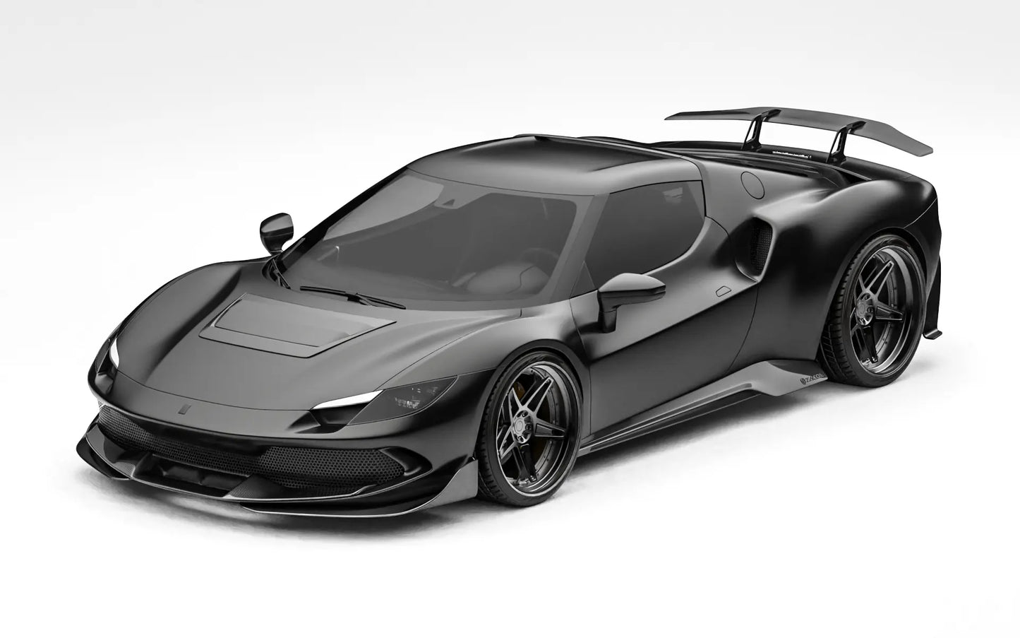 ZACOE Ferrari 296 GTB widebody carbon aero kit front 45 degree view