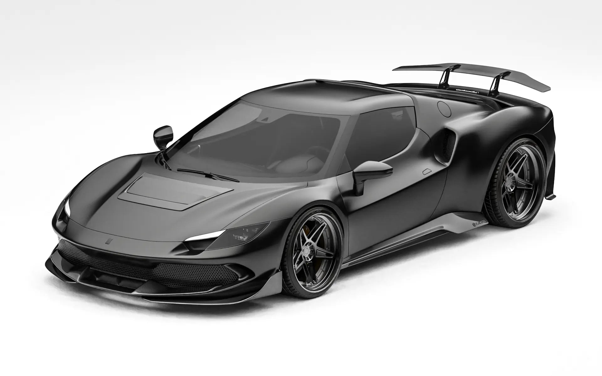 ZACOE Ferrari 296 GTB widebody carbon aero kit front 45 degree view