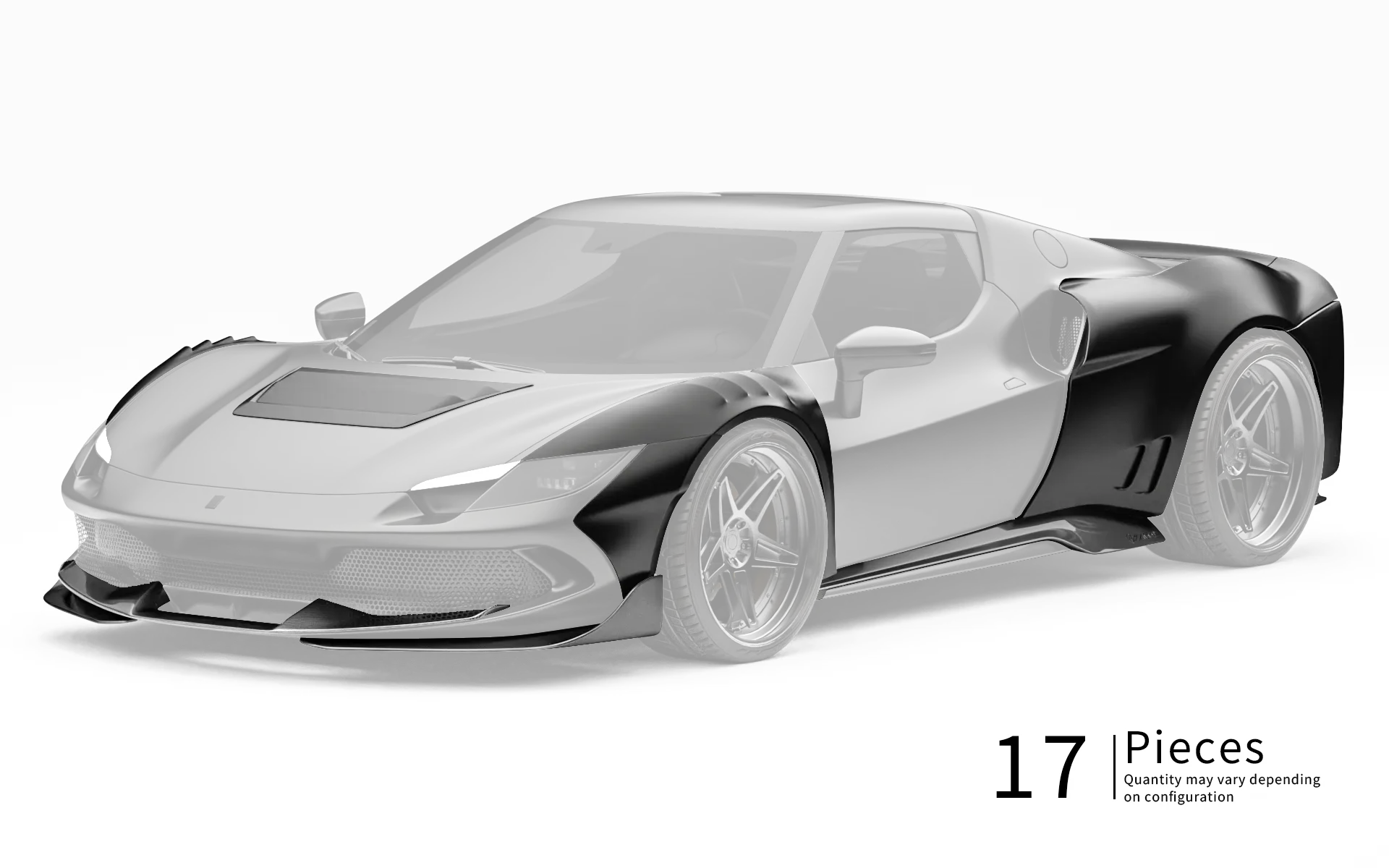 ZACOE Ferrari 296 GTB widebody carbon aero kit front 45 degree view