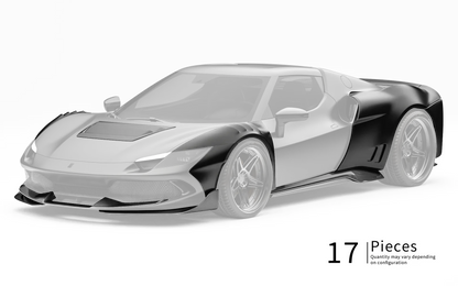 ZACOE Ferrari 296 GTB widebody carbon aero kit front 45 degree view