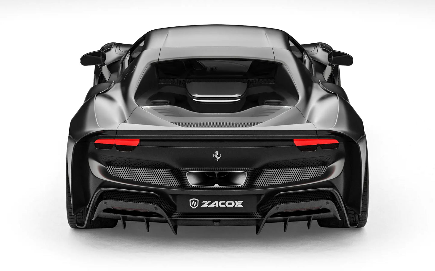 ZACOE Ferrari 296 GTB widebody carbon aero kit rear view
