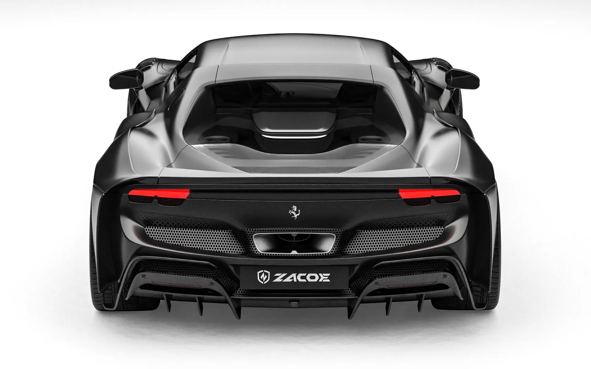 ZACOE Ferrari 296 GTB widebody carbon aero kit rear view