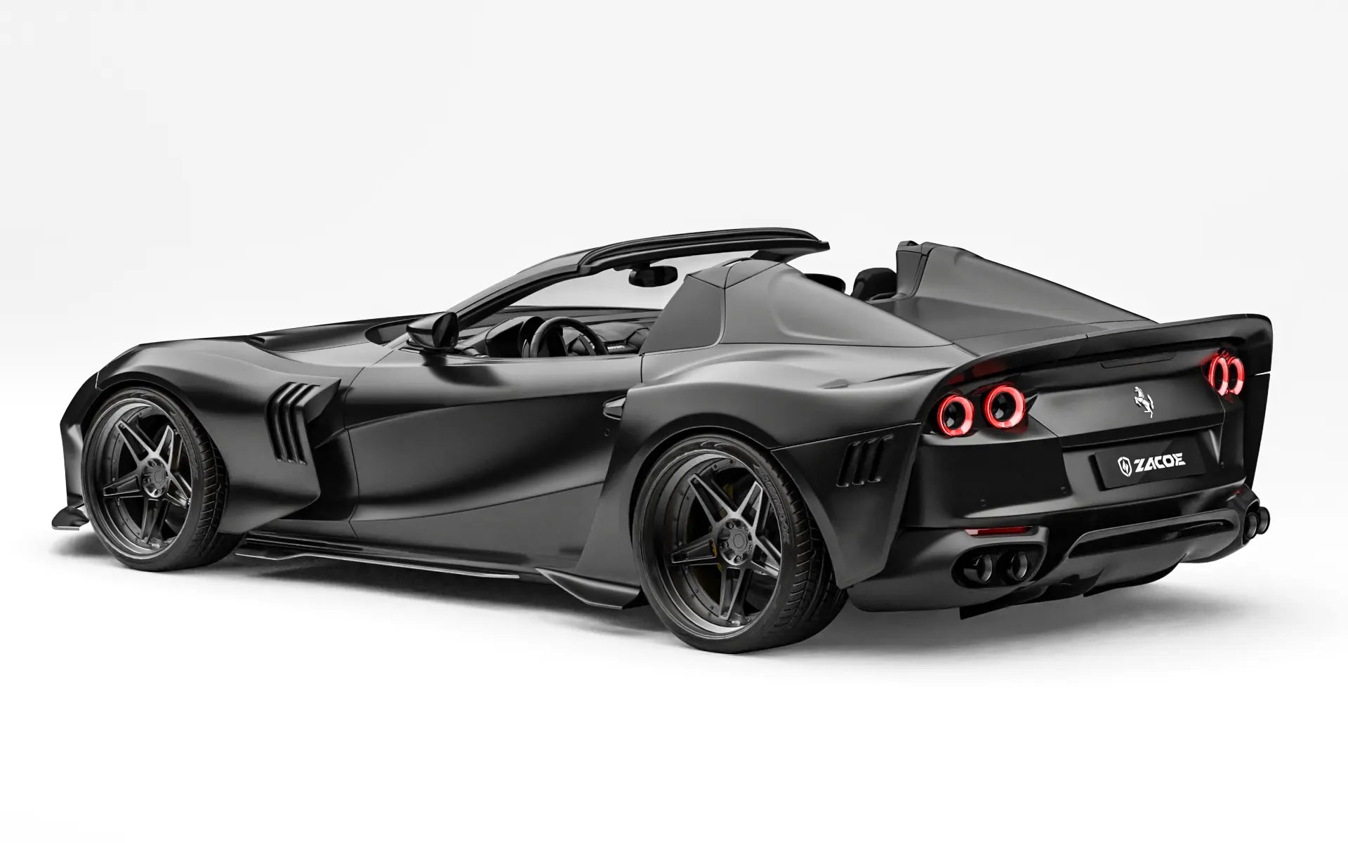 ZACOE Ferrari 812 GTS widebody carbon aero kit after rear three quarter view