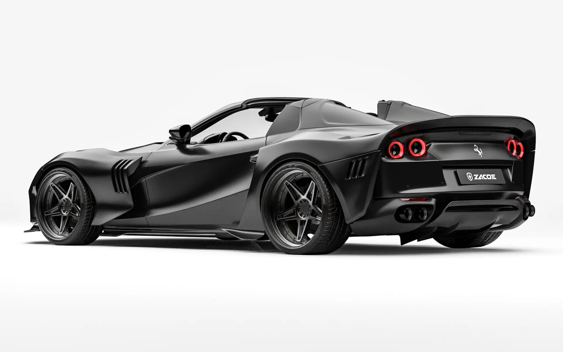 ZACOE Ferrari 812 GTS widebody carbon aero kit rear three quarter view