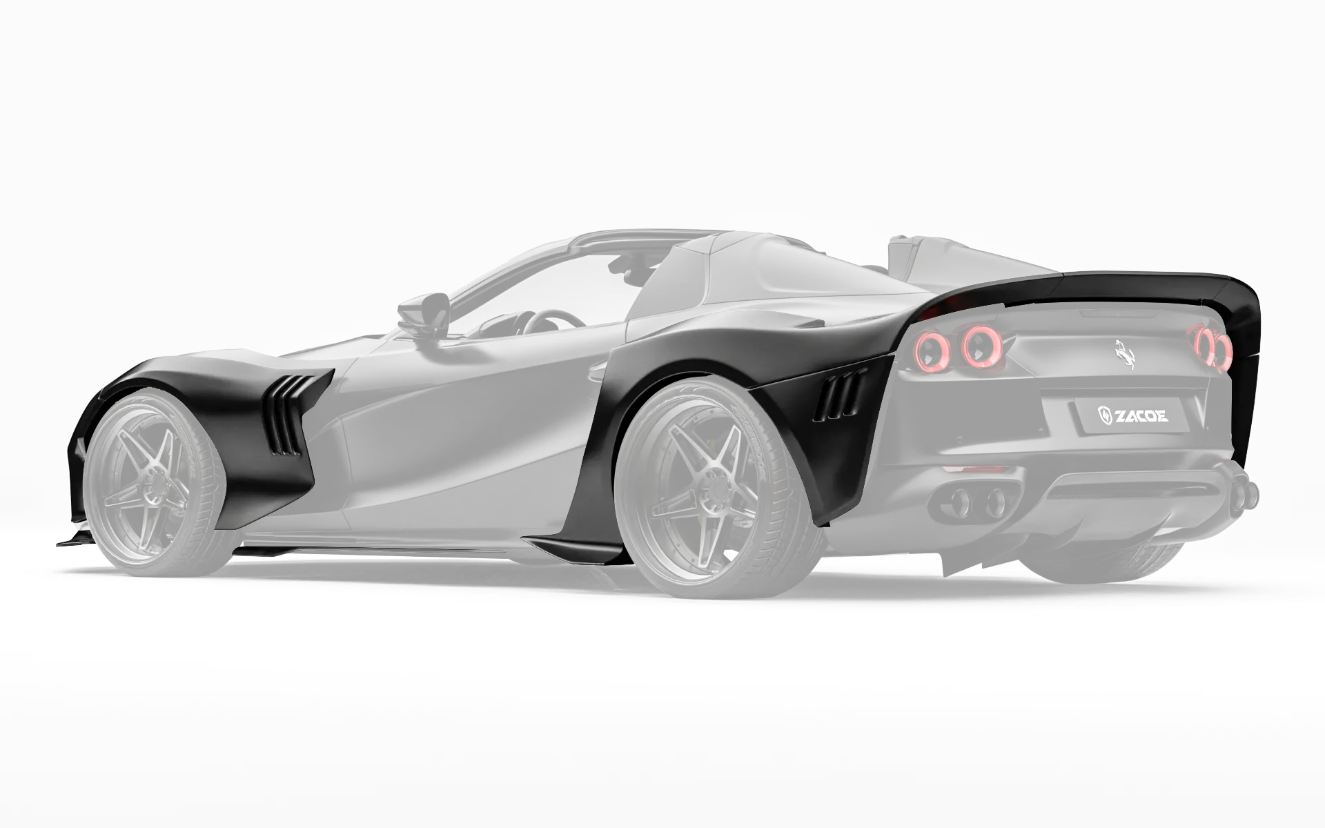 ZACOE Ferrari 812 GTS widebody carbon aero kit rear three quarter view