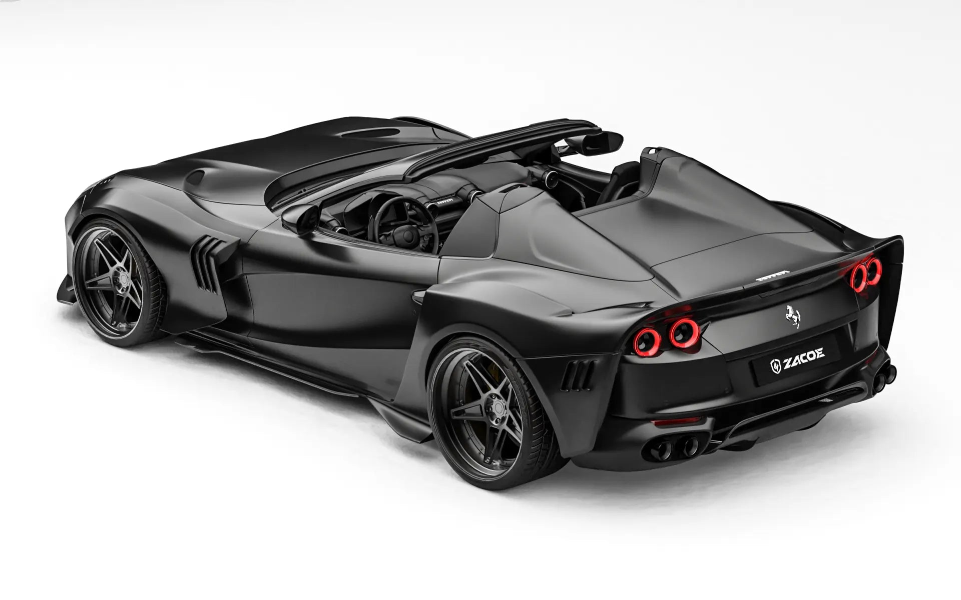 ZACOE Ferrari 812 GTS widebody carbon aero kit rear three quarter view