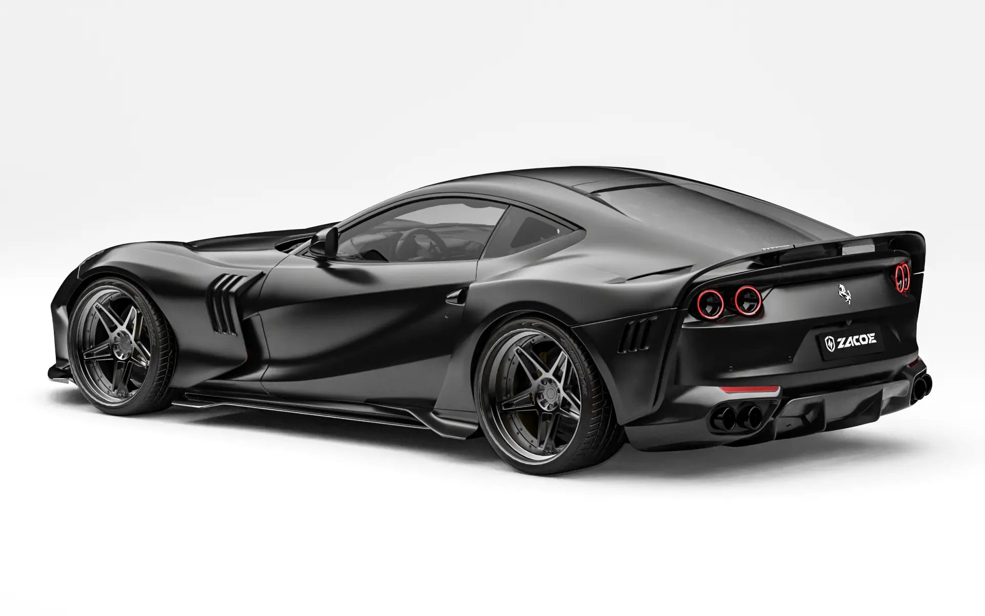 ZACOE Ferrari 812 Superfast widebody carbon aero kit after rear three quarter view