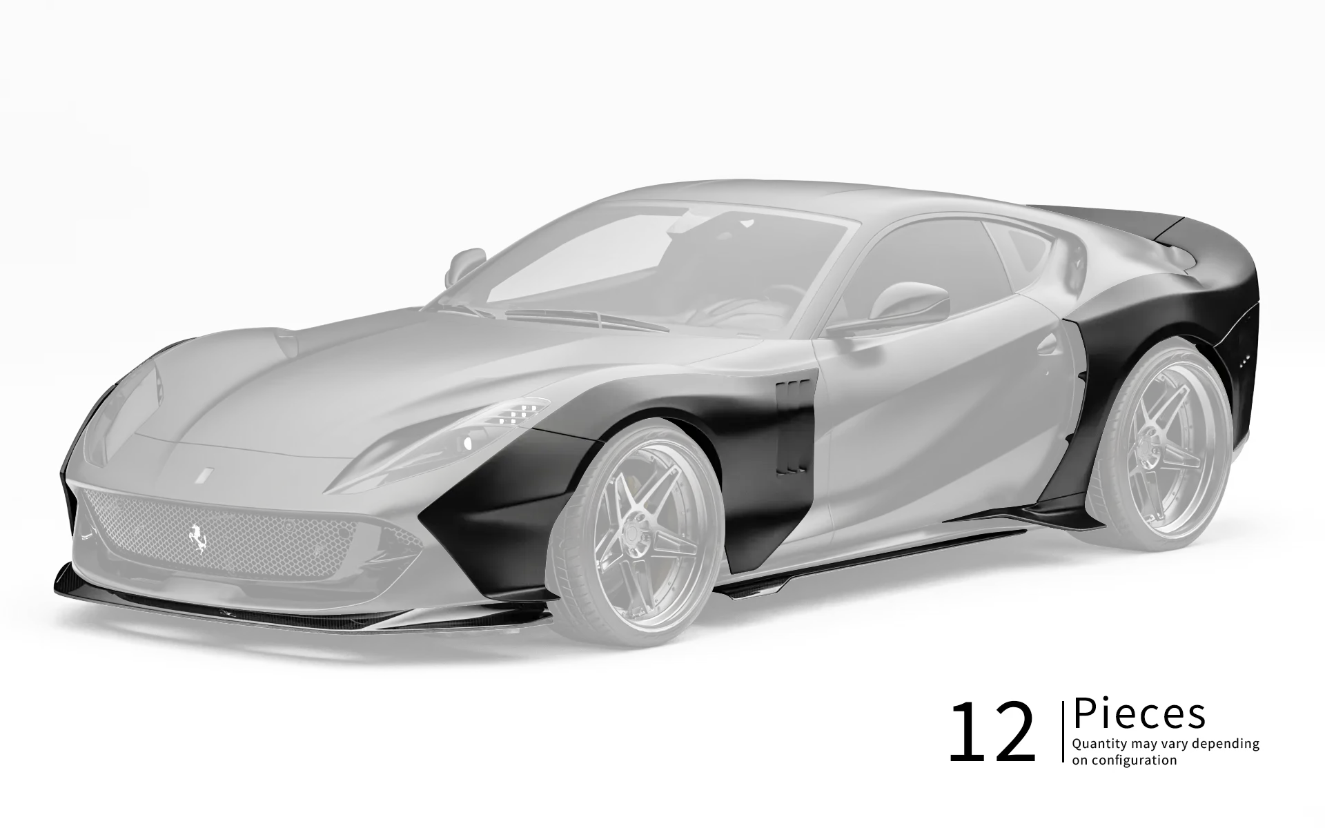 ZACOE Ferrari 812 Superfast widebody carbon aero kit front three quarter view