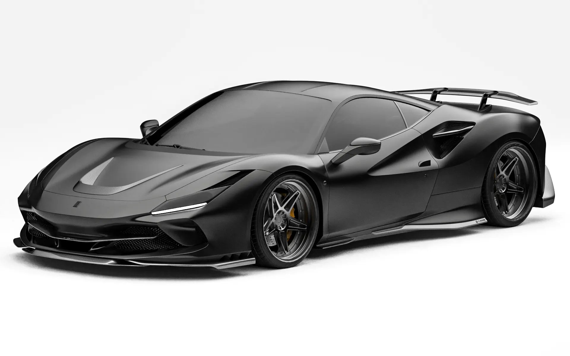 ZACOE Ferrari F8 Tributo carbon fiber body kit front three quarter view