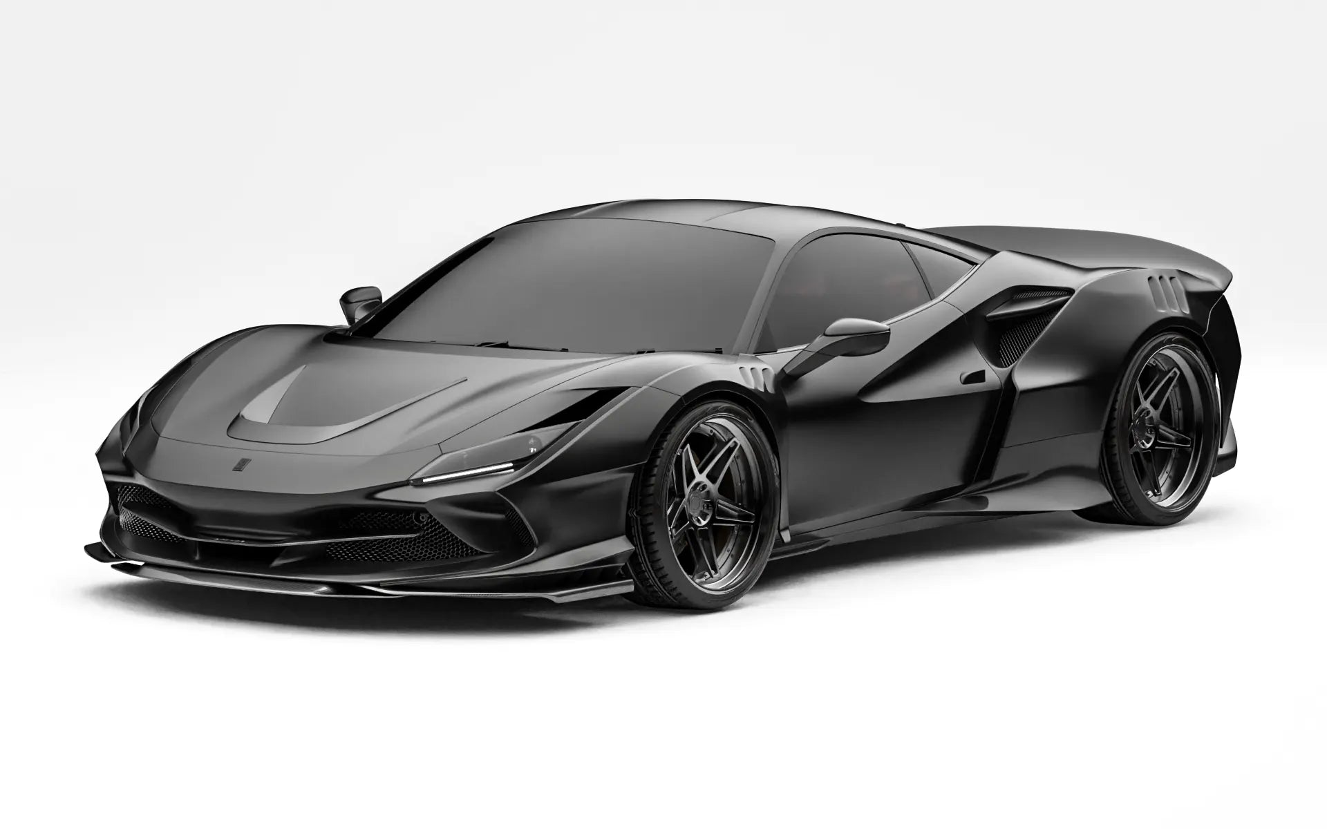 ZACOE Ferrari F8 Tributo widebody carbon fiber kit front three quarter view