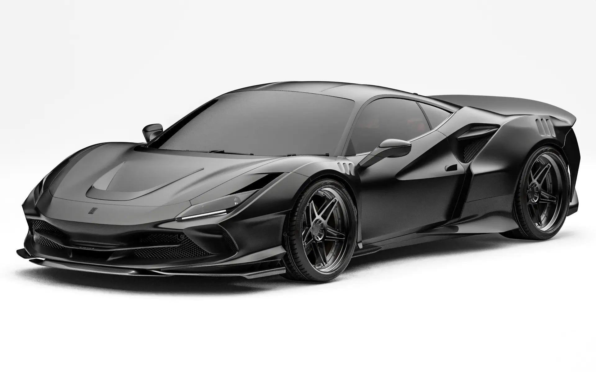 ZACOE Ferrari F8 Tributo widebody carbon fiber kit front three quarter view